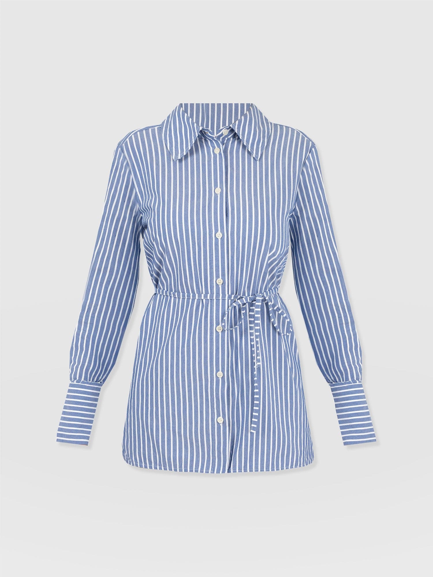 Raegan Tie Shirt - Blue Stripe - Women's Blouses | Saint + Sofia® USA
